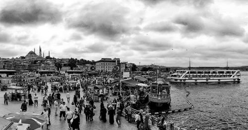 Panoramic view of people on beach