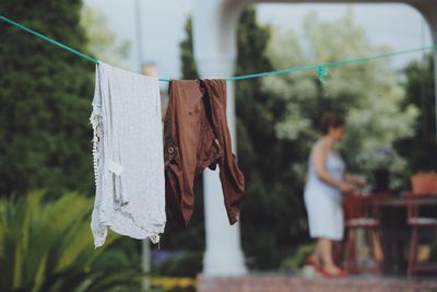 Clothes drying on clothesline