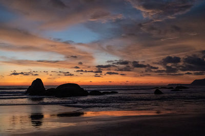 Scenic view of sea against sky during sunset