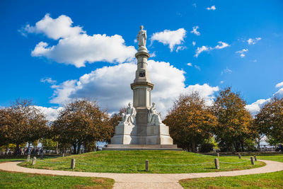 View of statue against cloudy sky