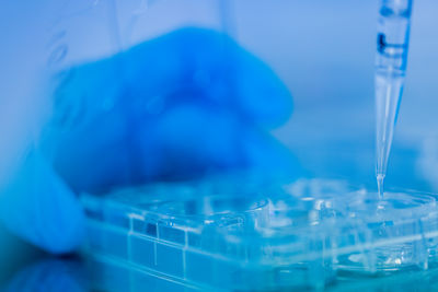 Cropped hand of scientist working at laboratory