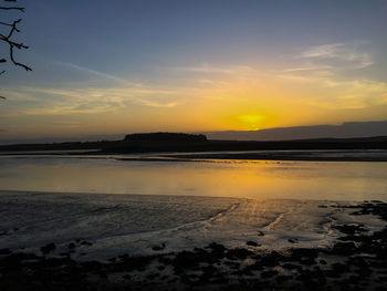 Scenic view of sea at sunset