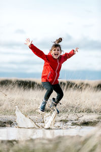 Full length of a boy jumping