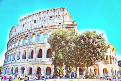 Group of people in front of historical building