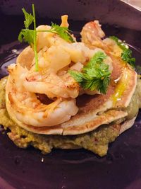 Close-up of seafood in plate