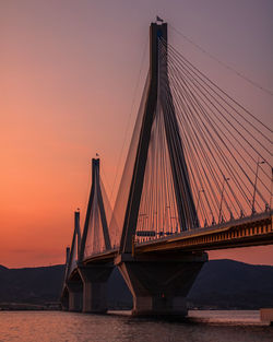 View of suspension bridge against sky during sunset