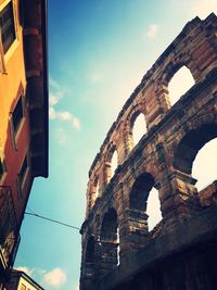 Low angle view of historical building against sky