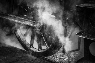 Close-up of  exhaust steam form locomotive 