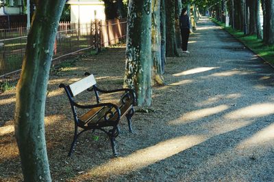 Empty benches in park