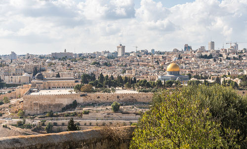 High angle view of townscape against sky