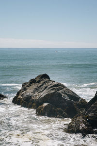 Scenic view of sea against clear sky