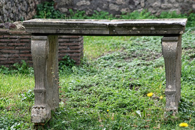 Empty bench in park