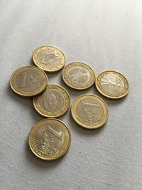 Euro coins on table