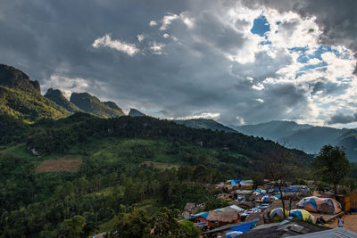 Scenic view of mountains against sky