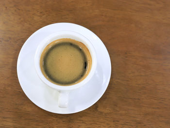 High angle view of coffee on table