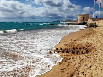 Scenic view of beach against sky