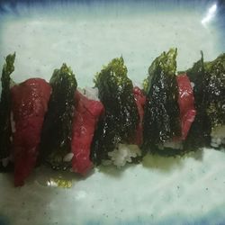 Close-up of red wall