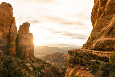 Epic viewpoint with no people at the top of cathedral rock in sedona.