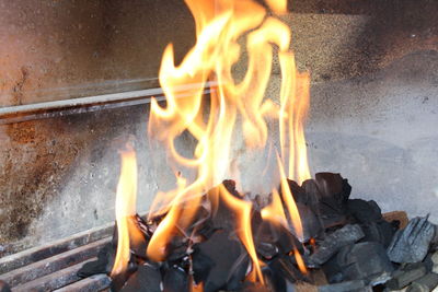 Close-up of bonfire at night