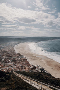 High angle view of beach against sky