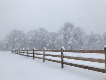 Scenic view of snow covered landscape against sky