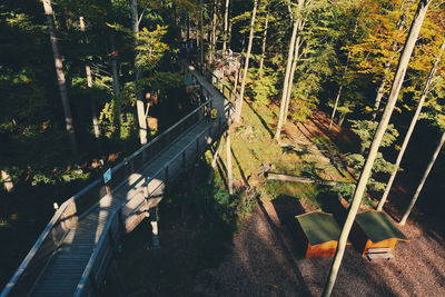 High angle view of staircase by trees