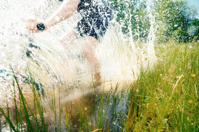 Man swimming in lake