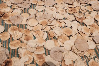 High angle view of breads