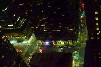 View of illuminated city at night