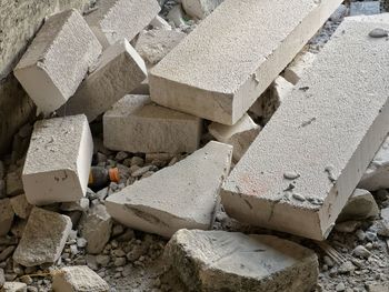 High angle view of stones at construction site