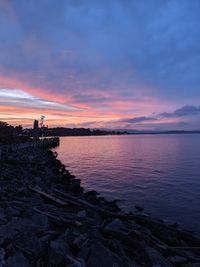 Scenic view of sea against sky during sunset