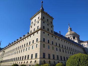 Tower of the facade of the monastery of san lorenzo de el escorial in madrid, spain