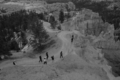 People walking on mountain