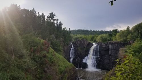 View of waterfall in forest