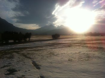 Sun shining over landscape