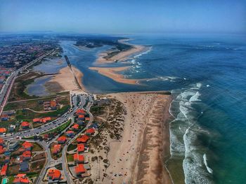 High angle view of beach against sky