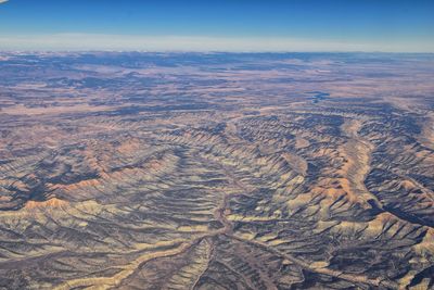 Aerial view from airplane over colorado utah rocky mountains, usa.