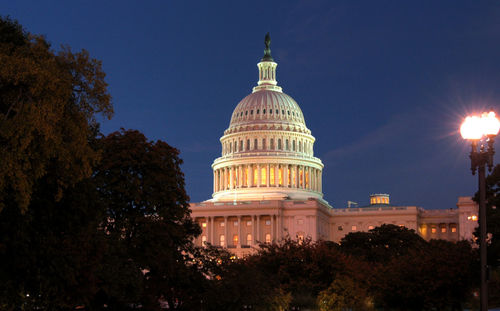 Low angle view of state capitol building against sky