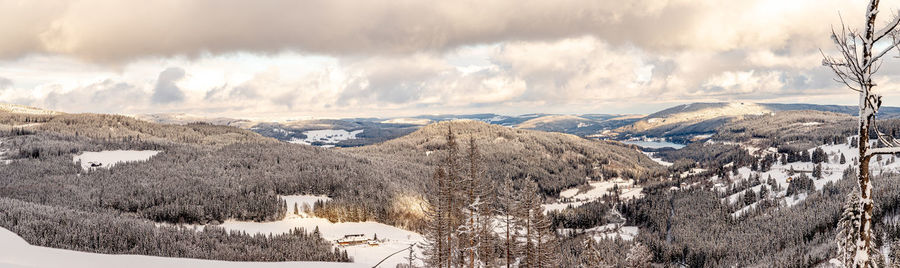 Panoramic shot of snowcapped mountains against sky