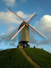 Wind turbines on field