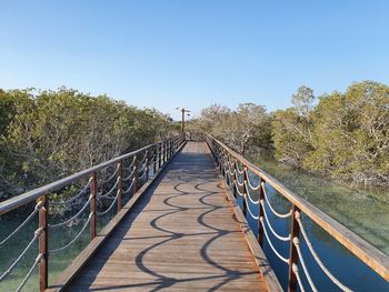 Bridge over river against clear sky