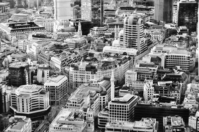 High angle view of skyscrapers in city