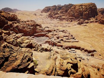 View of rock formations in desert