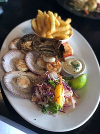 High angle view of meal served in plate