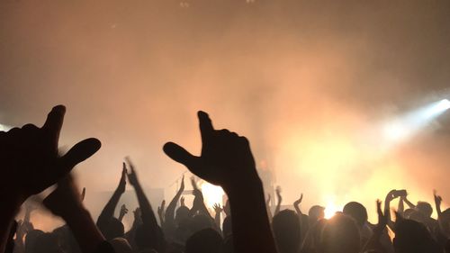 Silhouette people enjoying at music concert