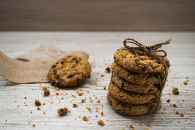 Close-up of cookies on table