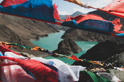 Scenic view of lake against mountain range