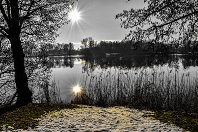 Scenic view of lake against sky