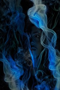 Close-up of jellyfish against black background