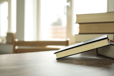 Close-up of book on table